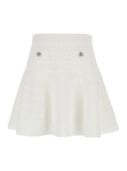 Fusta White Pointelle Knit Mini Skirt