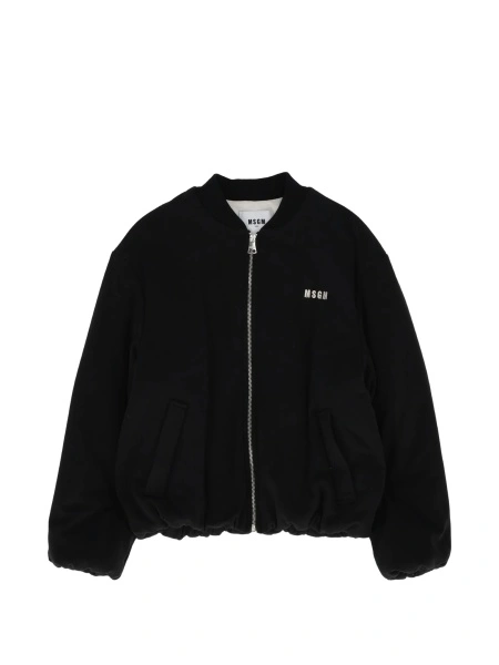 Geaca bomber MSGM neagra din poliester si elastan