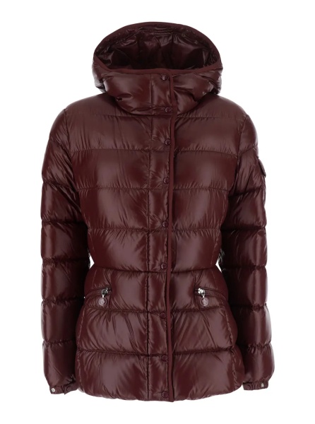 Geaca de Iarna 'Barante' Red down jacket with Hood and Applied Pocket on Sleeve with Logo Patch in Tech Fabric for Women