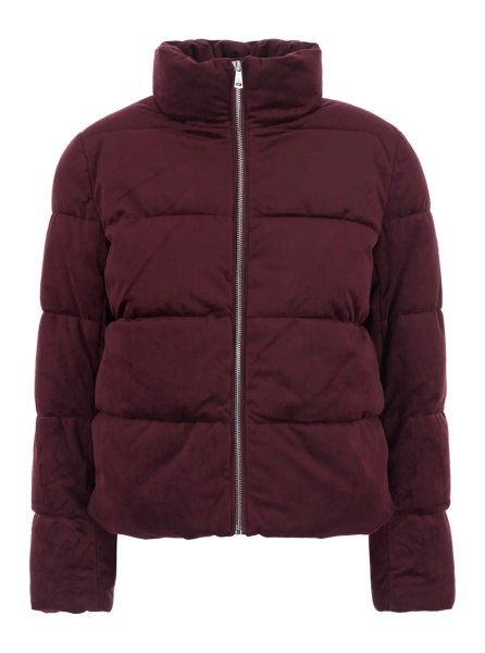 Geaca de Iarna Down jacket VV POLY PFFR-INSULATED-COAT with front closure, high collar and pockets, in Tech Fabric, Bordeaux, woman