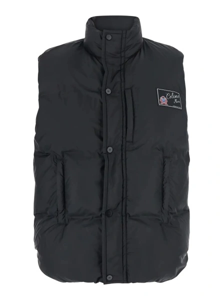 Geaca de Iarna Sleeveless Down Jacket with High Collar in Black Nylon for Women