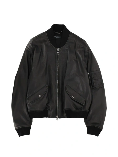 Geaca de piele Dolce & Gabbana neagra