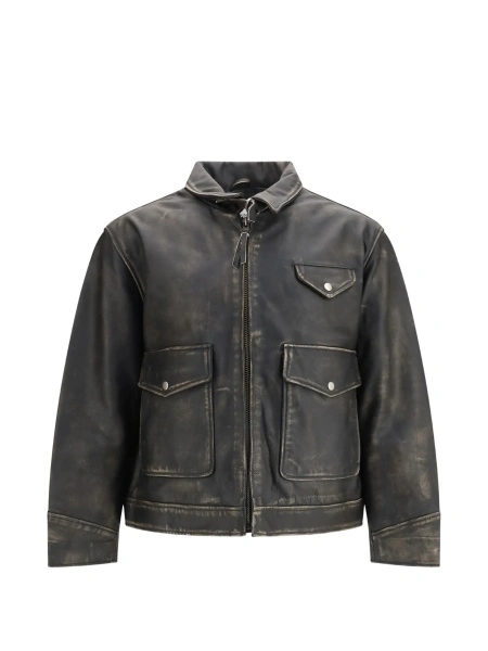 Geaca de piele FOUND neagra din piele