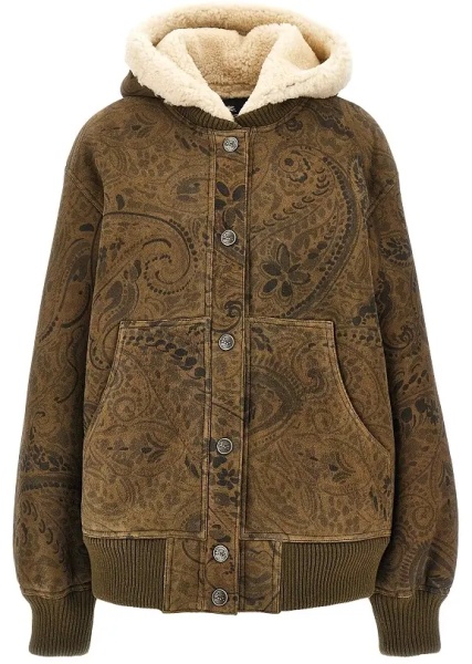 Geaca de Piele Leather jacket with Paisley motif