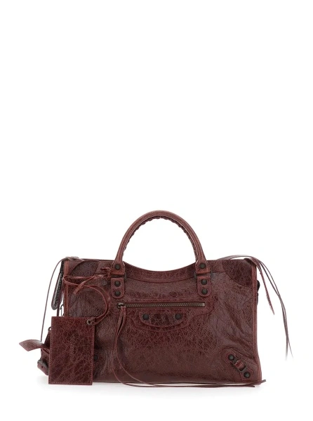 Geanta de mana Balenciaga 'City' mov din piele