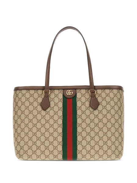 Geanta de mana Gucci neutra din material textil si piele