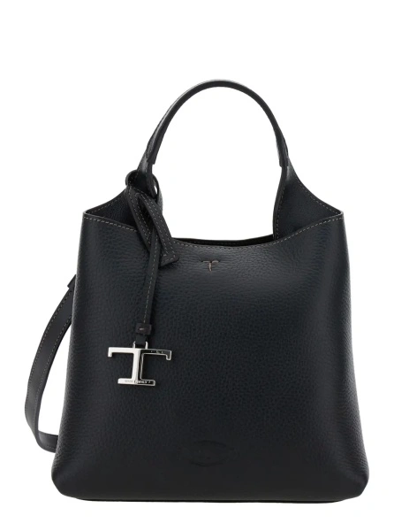 Geanta de mana Handbag 'APA SHOP MONSP.TRAC PEL T PEND MINI' with handles and shoulder strap in black leather Woman
