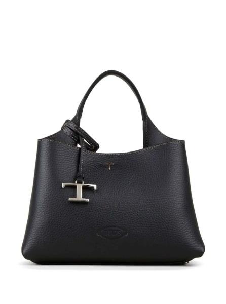 Geanta de mana Handbag 'T Timeless' with Embossed Logo and Black Leather Pendant for Women