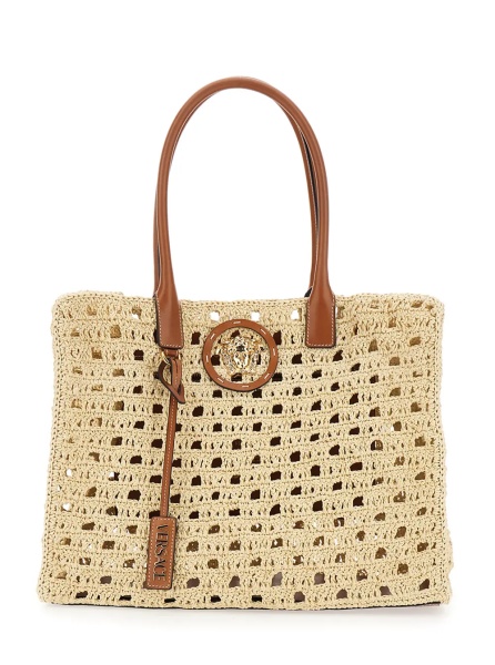 Geanta de mana 'La Medusa' Beige Tote bag with Medusa Logo Plate and Removable Logo Pendant in Raffia for Women