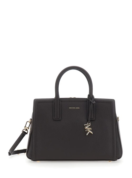 Geanta de mana Laila Tote Bag with Leather Details and Handles, Tech Fabric, Brown, Woman