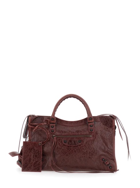 Geanta de mana 'Le City' Bordeaux Medium Handbag with Adjustable and Removable Strap in Leather for Women