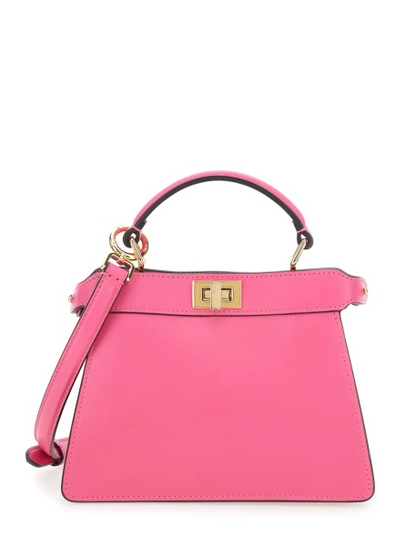 Geanta de mana Pink HandBag 'Peekaboo ISeeU Petite' with Turn Lock in Garnet Leather for Women