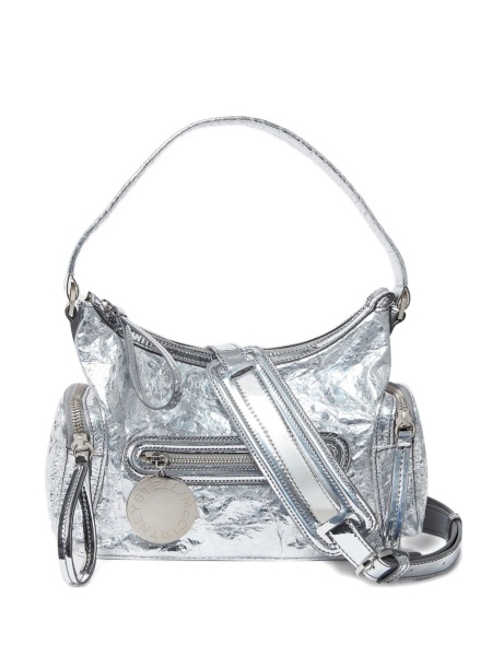 Geanta de mana Stella McCartney argintie din polyester