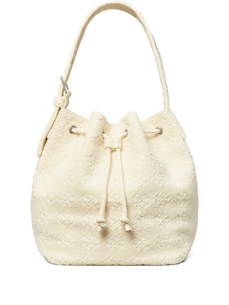 Geanta de mana Tory Burch alba din elastan si bumbac