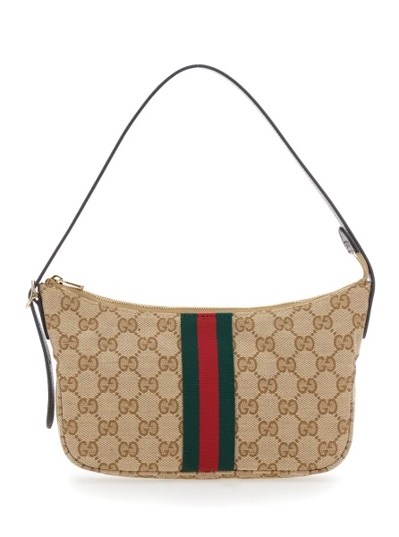 Geanta de mana Tote bag 'Lunetta' with Web detail on the front and top handle in GG Canvas Beige Men