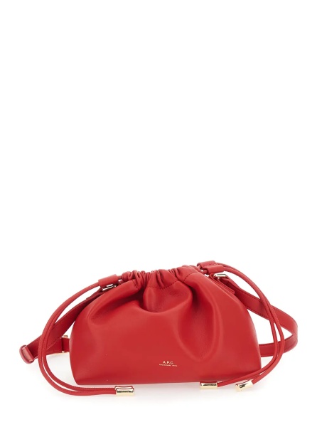 Geanta de umar A.P.C. 'Ninon Mini' Red Crossbody bag with Engraved Logo on the Front and Adjustable Ecoleather Strap in for Women
