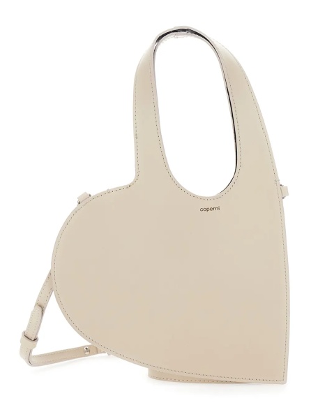 Geanta de umar 'Baby Heart' Beige Heart Shaped Crossbody Bag with Adjustable and Removable Shoulder Strap in Leather Woman