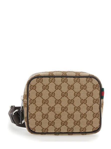 Geanta de umar Beige Shoulder Bag with GG All-Over Motif and Removable Shoulder Strap in Canvas Man