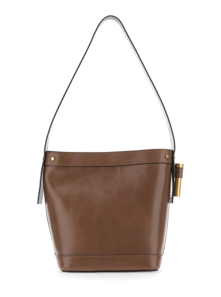 Geanta de umar Brown Shoulder bag with chain strap and Medusa Head on the front in leather for women