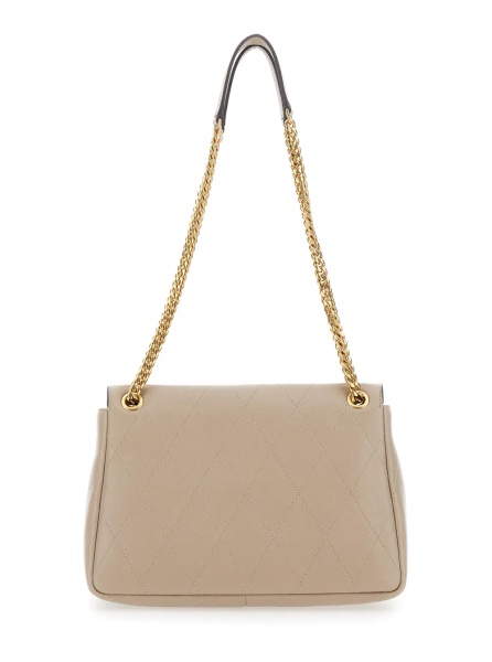 Geanta de umar 'Charlie' beige Crossbody bag with chain strap and logo plate on the front in quilted leather for women