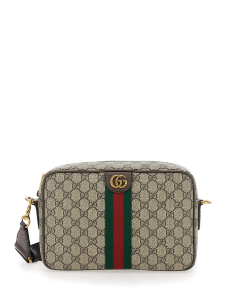 Geanta de umar Crossbody bag 'Ophidia' with Adjustable Strap and GG Plaque with Web Detail on the Front in GG Canvas Beige Men