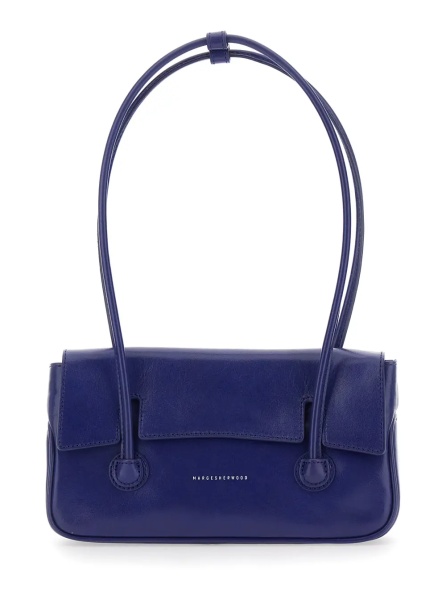 Geanta de umar Shoulder Bag in Shiny Blue Leather for Women