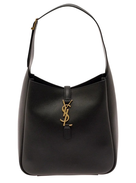 Geanta de umar Shoulder Bag 'Le 5 à 7' with Cassandre Plaque on the Front in Grained Black Leather for Women