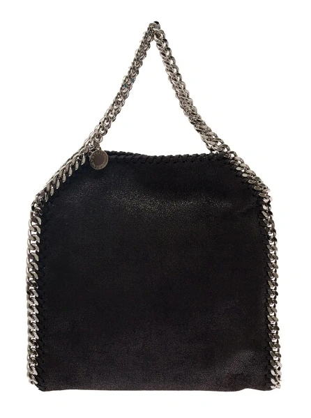 Geanta de umar Tiny Tote Bag with Charm in Black Ecoleather and Silver Hardware Woman