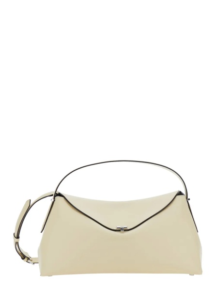 Geanta de umar TOTÊME 'T-Lock' beige Shoulder bag with T closure in leather for women