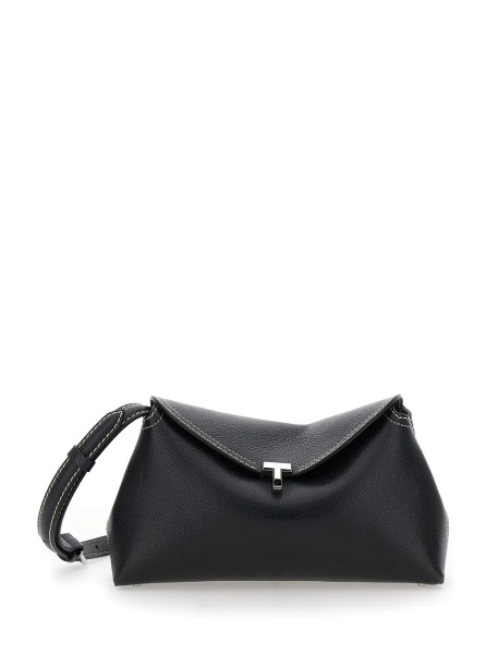 Geanta de umar TOTÊME 'T-Lock' Black Crossbody bag with T Closure in Grained Leather Woman