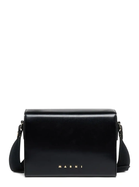 Geanta de umar 'Vivian' Black Shoulder bag with Adjustable Strap and Logo Lettering on the Front in Black Patent Leather Girl
