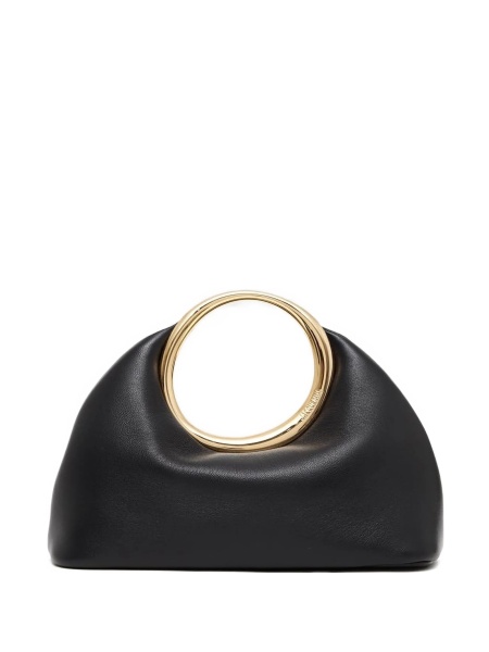 Geanta plic JACQUEMUS Calino neagra din metal placat cu aur si piele