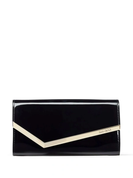 Geanta plic Jimmy Choo neagra din alama si piele