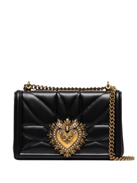 Geanta tip postas Dolce & Gabbana Devotion neagra din piele
