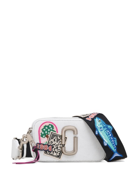 Geanta tip postas Marc Jacobs snapshot albastra din bumbac