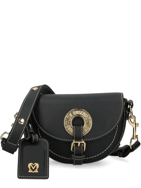 Geanta tip postas Moschino neagra din poliuretan