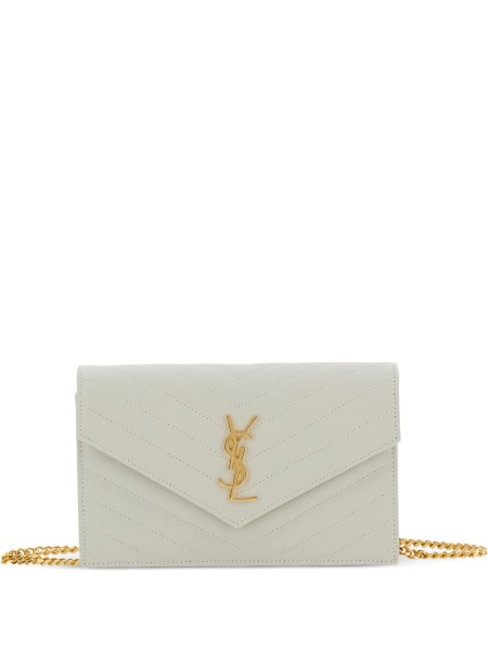 Geanta tip postas Saint Laurent neutra din metal si piele