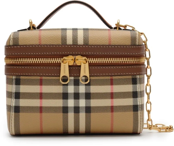Genti Mini Check Vanity Bag