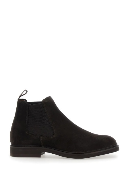 Ghete Brown ankle boots with elasticated side details in suede for men