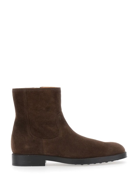 Ghete Brown Ankle Boots with Side Zip Closure in Suede for Men