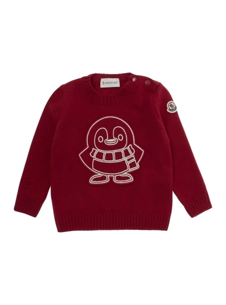 Hanorac Moncler rosu din lana si casmir