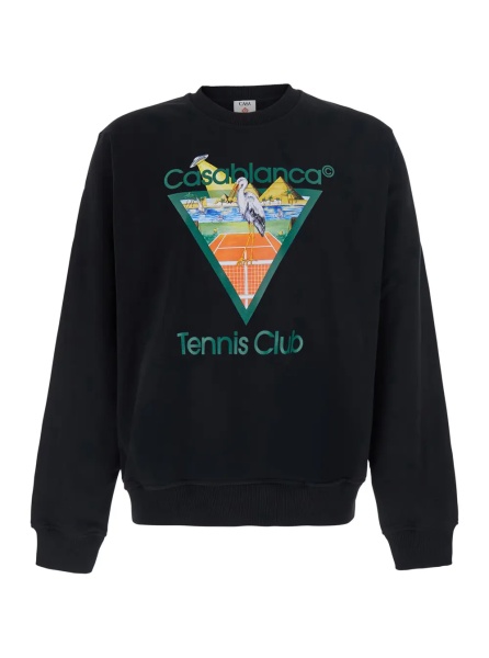Hanorace black Crewneck sweatshirt with logo print on the front in cotton for Men