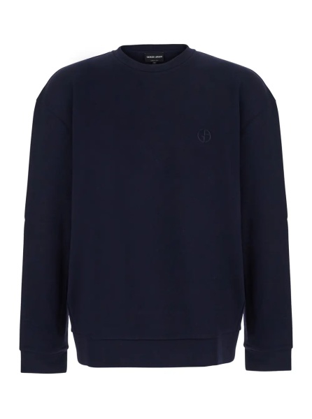Hanorace blue sweatshirt with embroidered logo on the chest in cotton Men