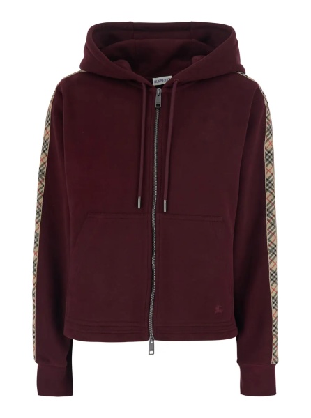 Hanorace 'Harper' Bordeaux sweatshirt with EKD Embroidery on the Front and Check Motif on the Sleeves in Cotton for Women