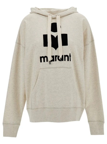 Hanorace Hooded Sweatshirt with Tone-on-Tone Logo Print in Cotton Blend White Women