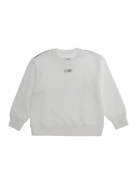 Hanorace white Sweatshirt with round neck and logo on the front in cotton for Boy