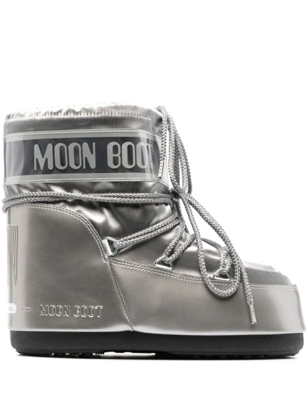 Incaltaminte Moon Boot argintie din material textil