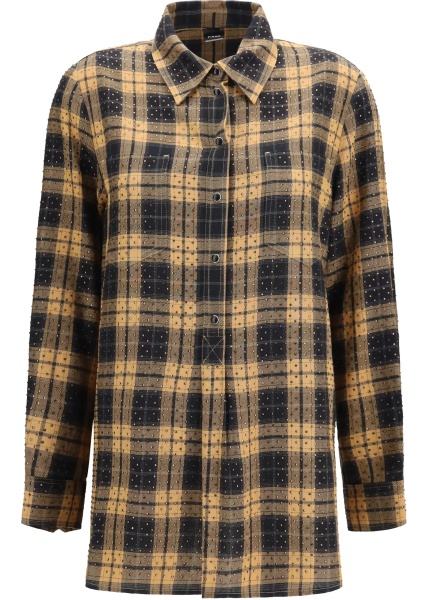 Jacheta Barbellino check pattern Shirt with all-over micro rhinestones