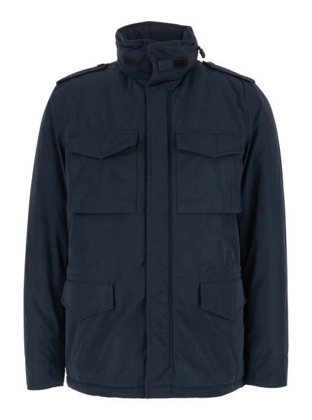 Jacheta Blue Jacket with Front Zip Closure and Side Pockets in Tech Fabric Men