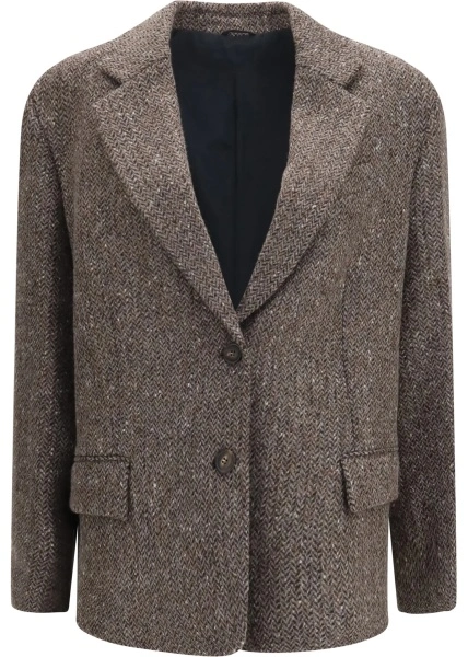 Jacheta Brunello Cucinelli maro din lana